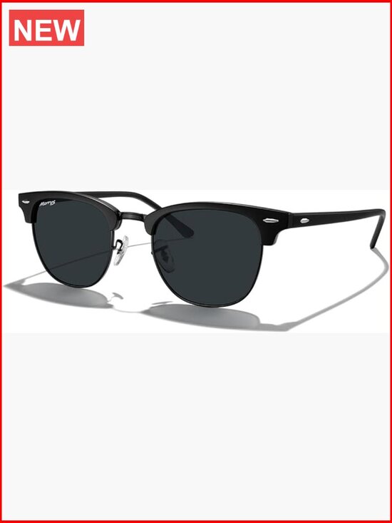 Classic Square Semi-Rimmed Polarized Sunglasses with Metal Frame